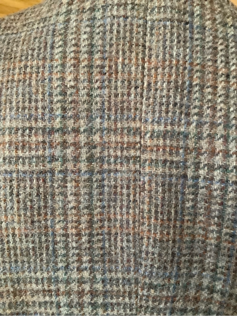 Vintage Men's Tan Glen Plaid Wool Blazer Sport Coat Size 44L 44T Blue Check - Picture 9 of 15